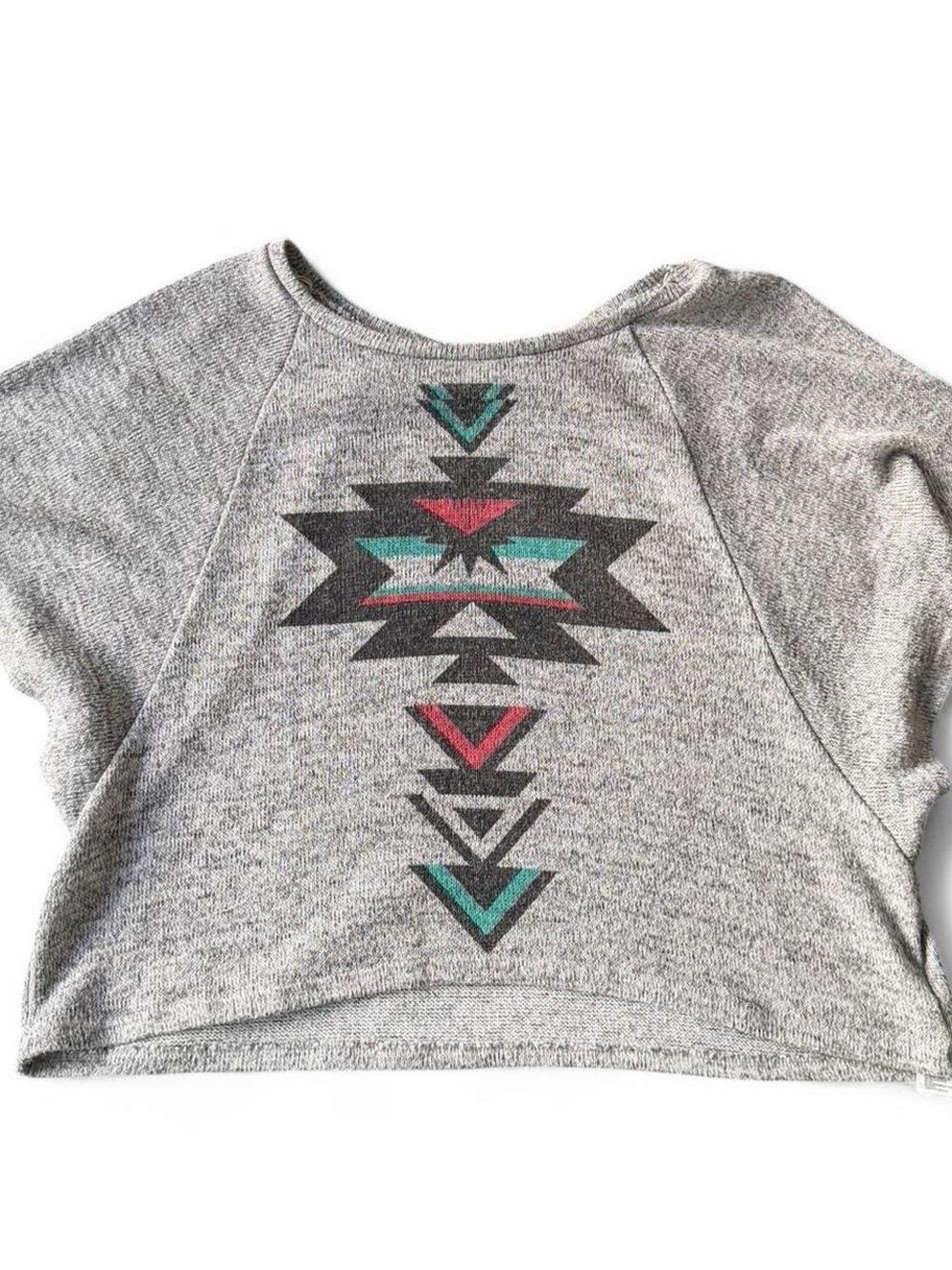 Vintage 2010’s Forever 21 Gray Aztec-Print Women's Crop Top